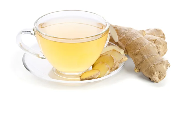 Tea with Ginger Root isolated on white background — Stock Photo, Image