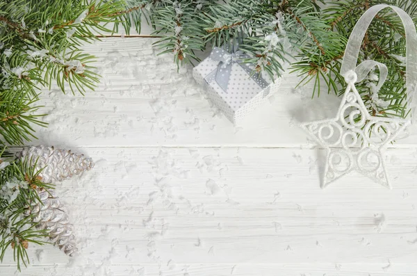 Wenskaart voor Kerstmis houten bovenop — Stockfoto