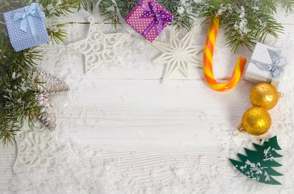 Biglietto di auguri per Natale sulla cima in legno — Foto Stock