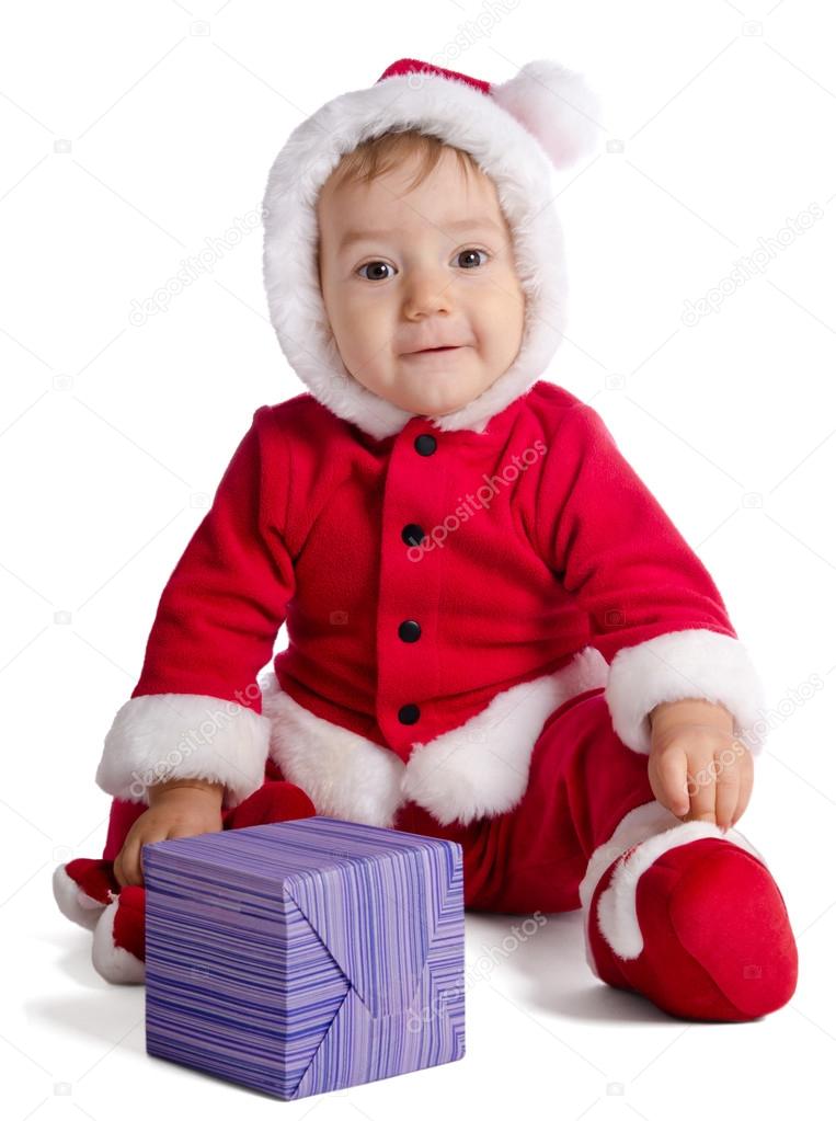 Parlamento Ceder el paso hogar Divertido bebé en Santa Claus ropa sobre fondo blanco con regalo:  fotografía de stock © Soyka564 #93499336 | Depositphotos