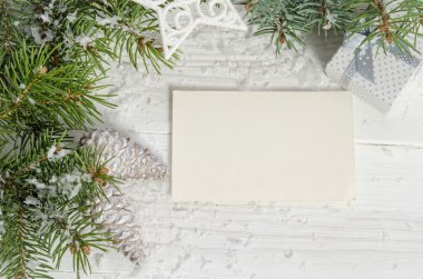 Ahşap üstüne Noel tebrik kartı