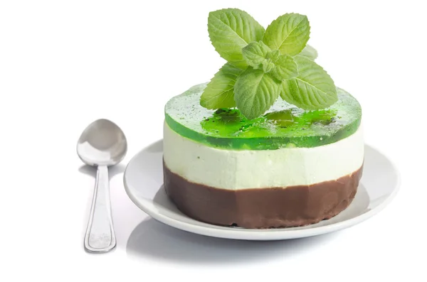 Cakes with mint on white background — Stock Photo, Image