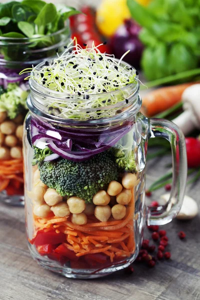 Sano fatto in casa Mason Jar Insalata — Foto Stock