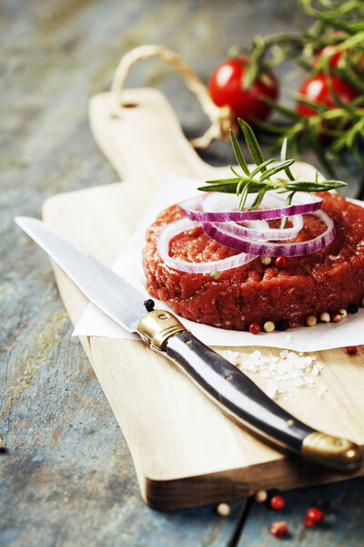 Raw Ground beef meat Burger steak cutlet