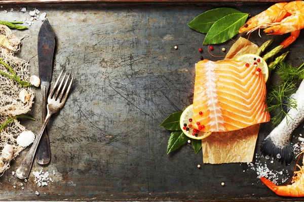 Fresh Seafood background — Stock Photo, Image