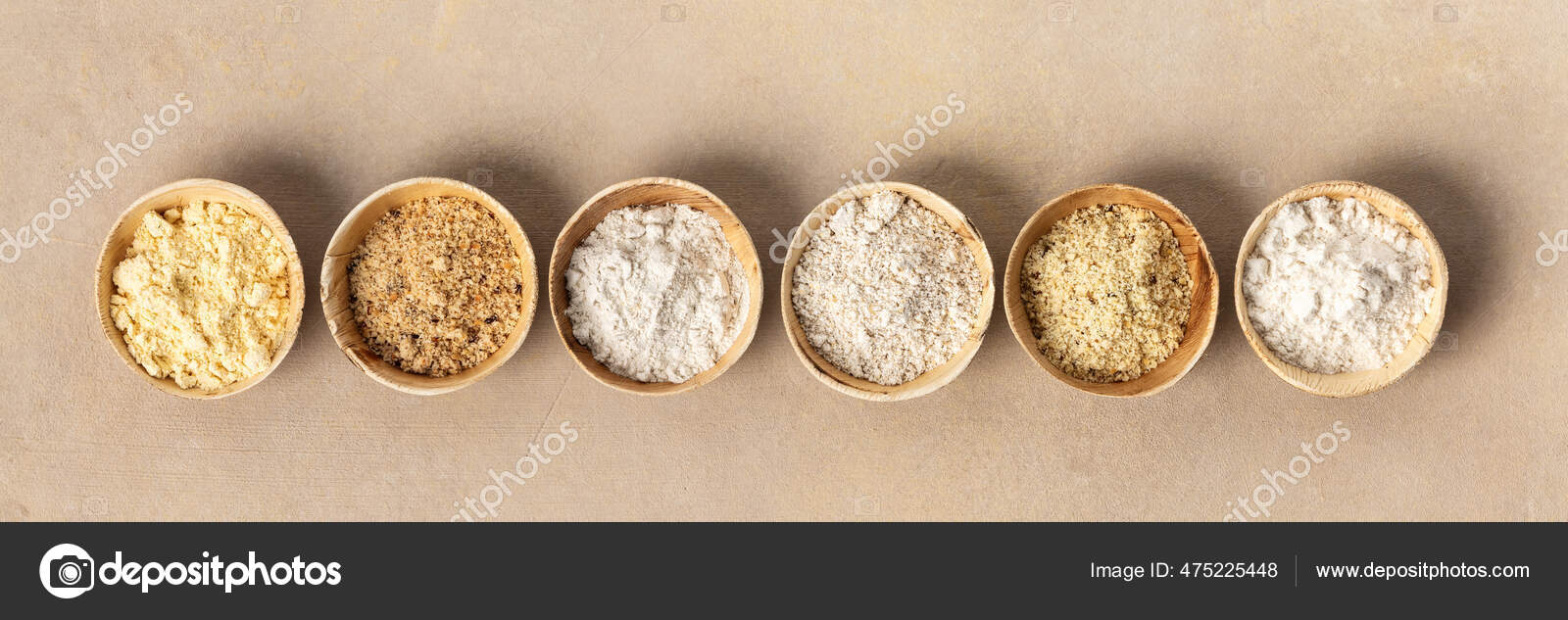 Various gluten free flour almond flour, oatmeal flour, buckwheat flour