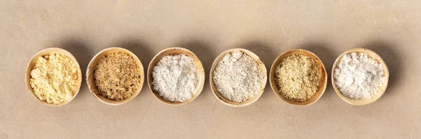 Various gluten free flour almond flour, oatmeal flour, buckwheat flour, rice flour, corn flour