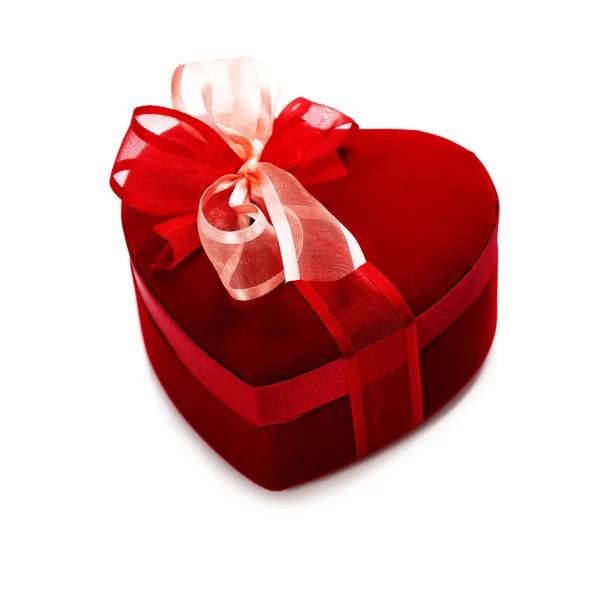 Scatola regalo cuore amore rosso — Foto Stock