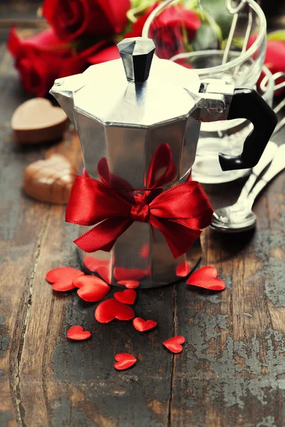 Valentine's day composition with coffee — Stock Photo, Image