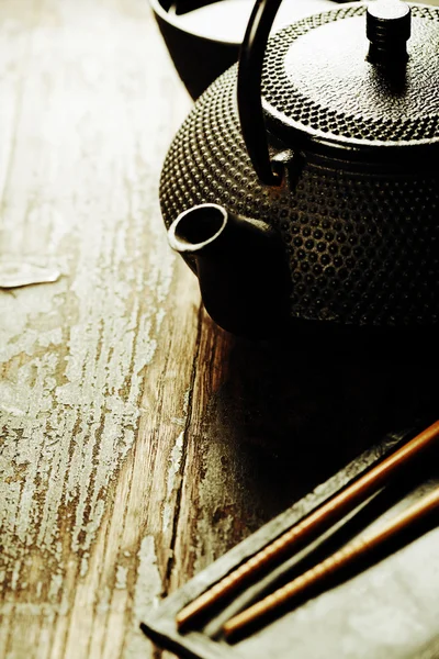 Chinese Tea Set and chopsticks — Stock Photo, Image