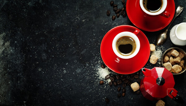 Coffee composition on vintage background