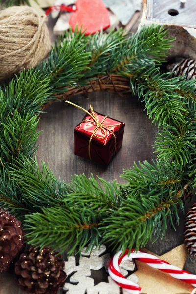 Christmas composition on wood — Stock Photo, Image