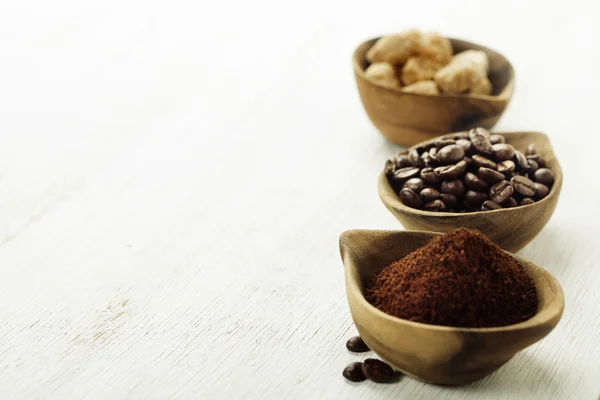 Wooden Bowls with coffee — Stock Photo, Image