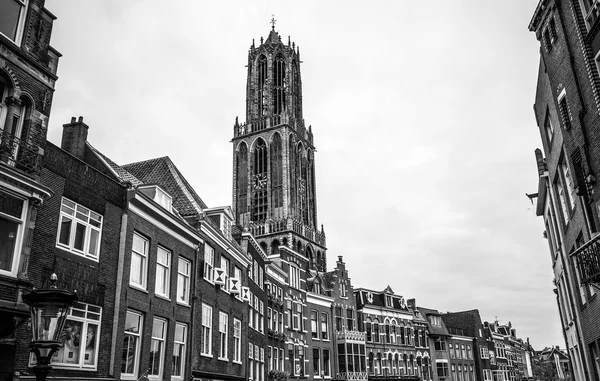 Ancient European church. Utrecht - Holland. Black-white photo. — Stock Photo, Image