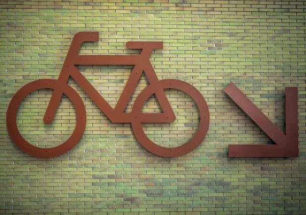 Znak rowerów parkowanie na ścianie budynku. — Zdjęcie stockowe
