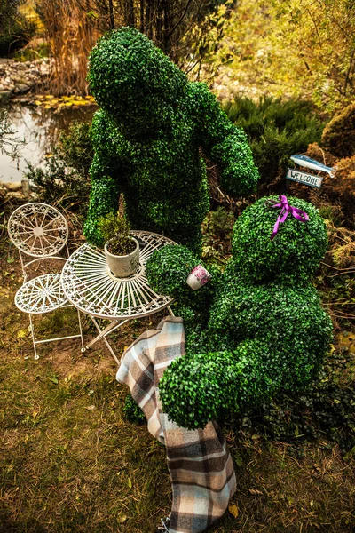 Familia de arbustos vivos. Foto al aire libre de cuento de hadas . —  Fotos de Stock