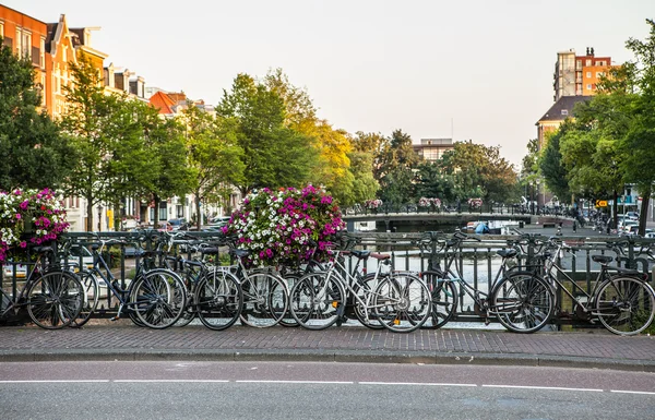 Міст з велосипедами під каналом — стокове фото