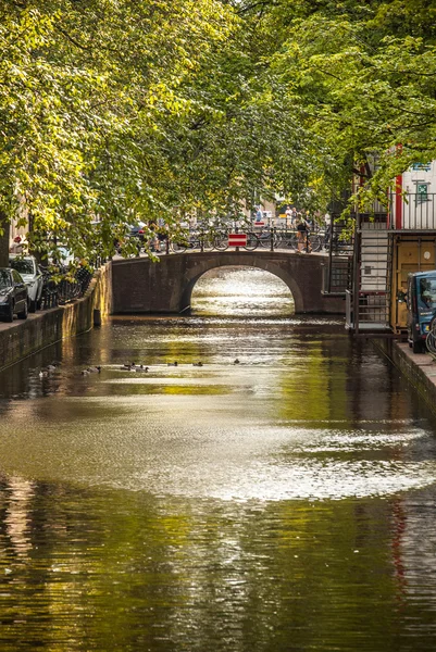 Most nad kanałem w Amsterdamie — Zdjęcie stockowe