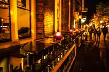 Gece şehir sokaklarını. Utrecht