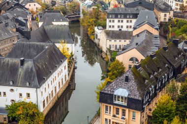 Lüksemburg şehrinin havadan görünümü