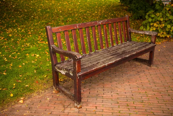 Stare ławki w parku jesień — Zdjęcie stockowe