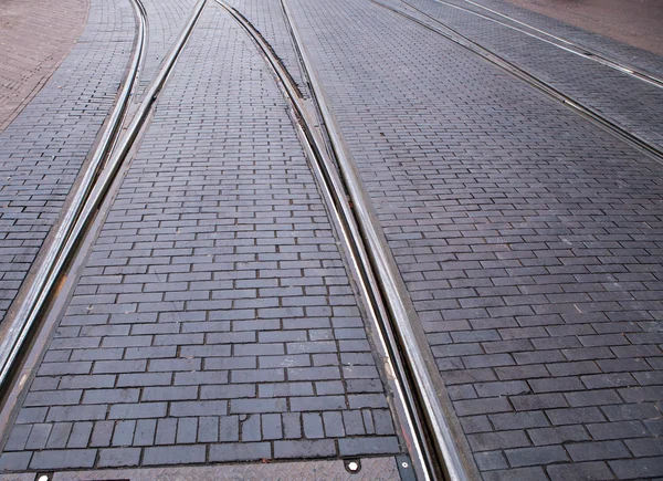 Straßenbahnlinien in der Stadt — Stockfoto