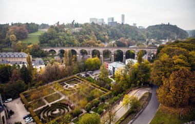 Lüksemburg şehrinin havadan görünümü