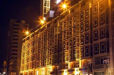 ROTTERDAM, NETHERLANDS - DECEMBER 26, 2015: Famous city sights at night time on December 26, 2015 in Rotterdam - Netherlands.