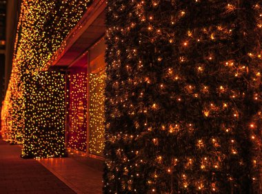 Beautiful decorated street during winter holiday.