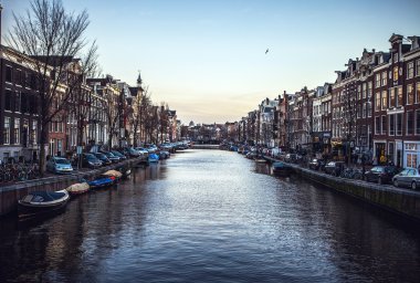 Cruisse bota kanalları ve bentleri Amsterdam genel manzara manzaraları