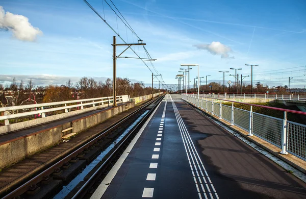 Railway or railroad tracks for train transportation. — Stock Photo, Image