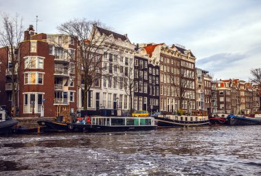 Cruisse bota kanalları ve bentleri Amsterdam genel manzara manzaraları