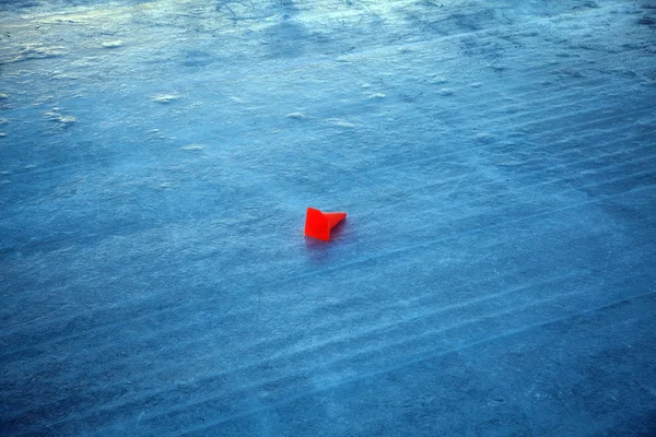 Brought-down protective counter on ice skating rink. — ストック写真