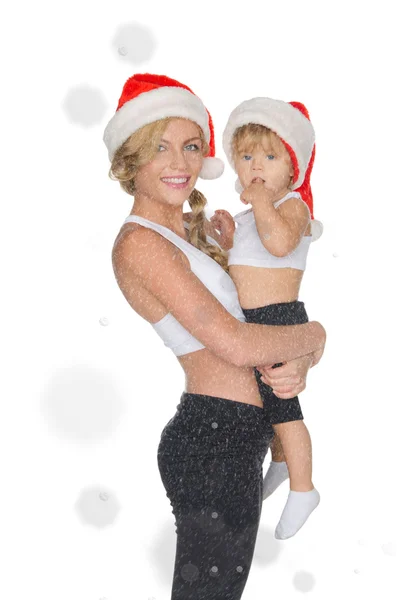 Krásný rodinný oblečení pro fitness a Santa — Stock fotografie