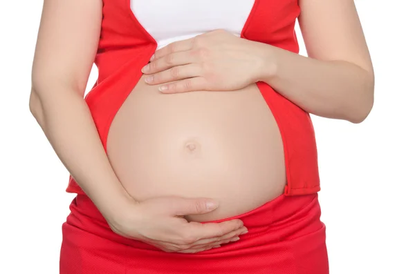 Abdomen de la mujer embarazada — Foto de Stock