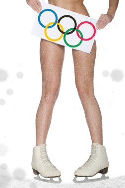 buz pateni ve olimpik halka kadın bacakları 