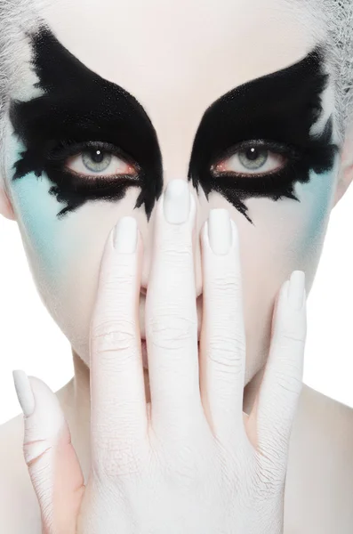 Rostro de mujer hermosa, maquillaje blanco y negro —  Fotos de Stock