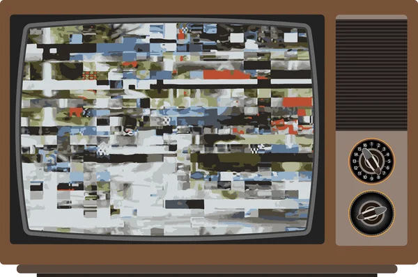 Oude Tv met slecht signaal. — Stockvector
