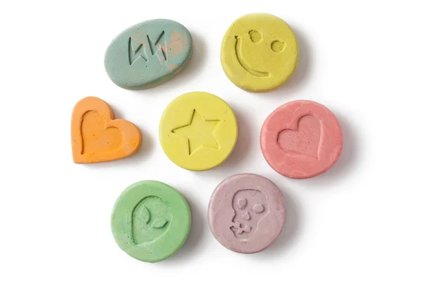 Ecstasy pills or tablets - Drugs — Stock Photo, Image