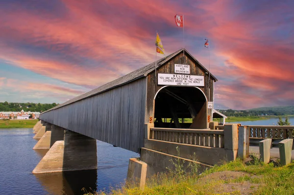 Langste Houten Overdekte Brug Ter Wereld Gelegen Hartland New Brunswick — Stockfoto