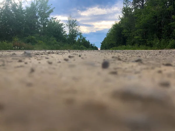 Długie Piaszczyste Samotne Polne Drogi Wsi Nowy Brunszwik Kanada Późnym — Zdjęcie stockowe
