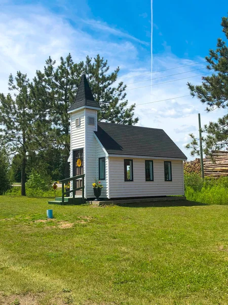 Petite Chapelle Blanche Pittoresque Rue Main Chipman Nouveau Brunswick Canada — Photo