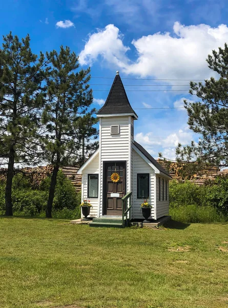 White Quaint Pequena Igreja Capela Rua Principal Chipman New Brunswick Imagens Royalty-Free