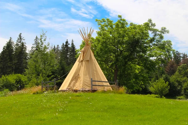 Aboriginal Sátor Között Zöld Fák New Brunswick Kanada — Stock Fotó