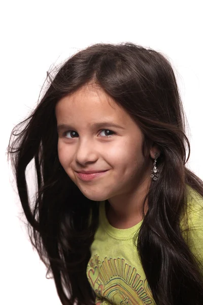 Seven year old brunette girl — Stock Photo, Image