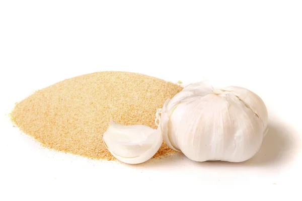 Garlic and garlic powder — Stock Photo, Image