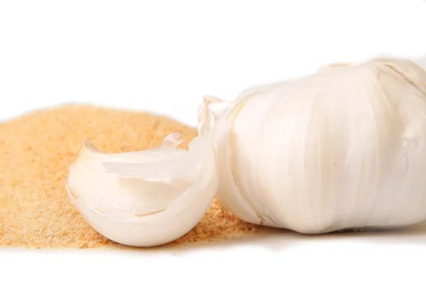 Garlic and garlic powder — Stock Photo, Image