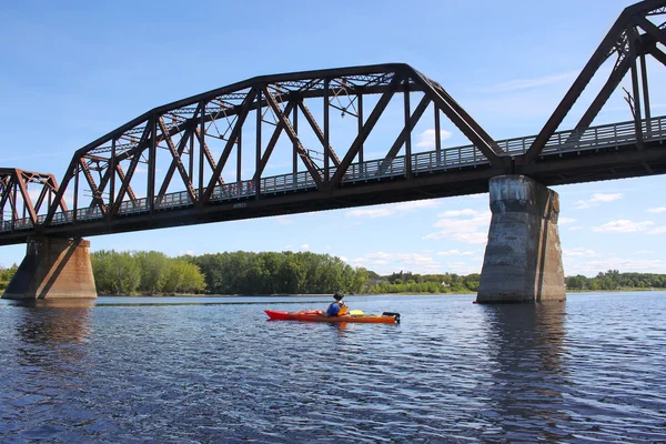 Kajakfahren auf dem Fluss in Fredericton — Stockfoto