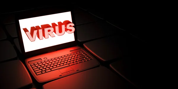Virus - achtergrond met laptop — Stockfoto