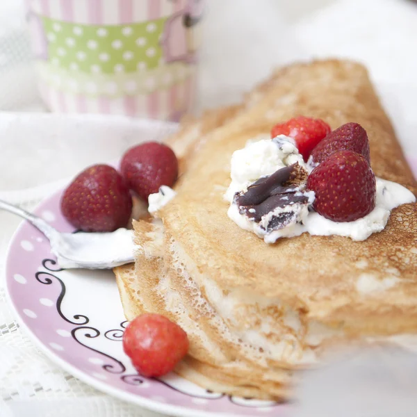 Zartes Bild mit Pfannkuchen Stockfoto